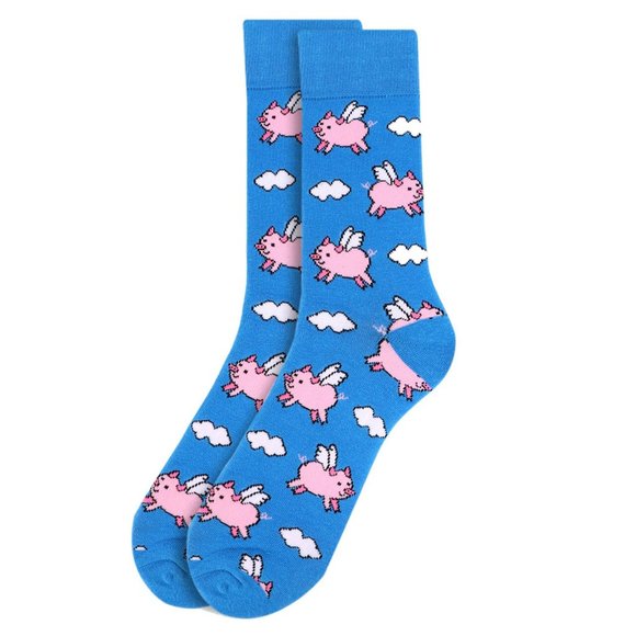 Men's Flying Pig Novelty Socks - Blue - Picture 2 of 3